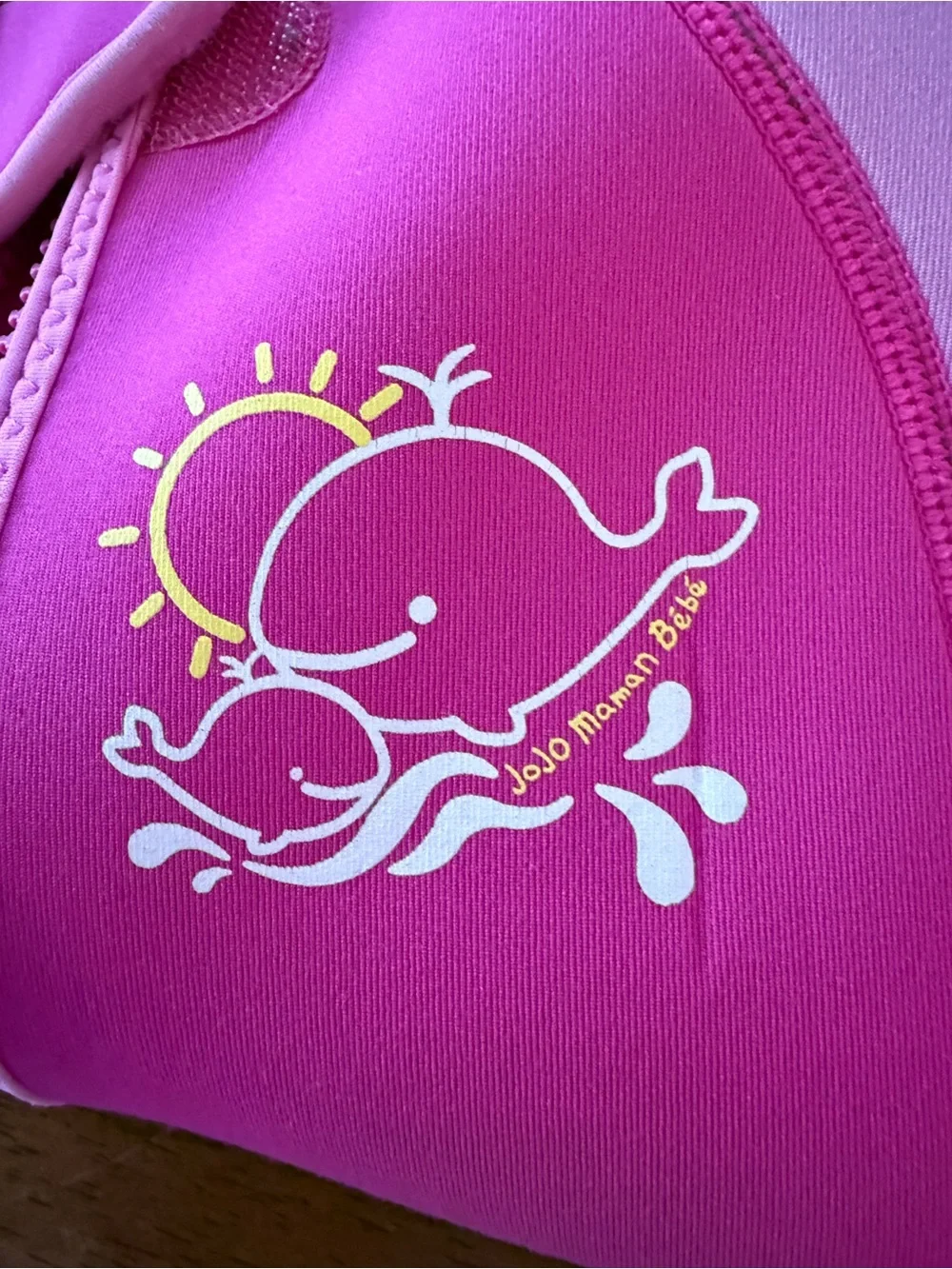 JoJo Maman Bébé Pink Neoprene Swim Wetsuit Shorty Size 3-4Y Sun Whale Graphic